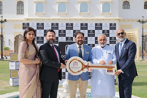 From Left to Right: Teena Nichani, Director of Operations, NoorMahal Delhi NCR Karnal, Autograph Collection Hotel; Mahesh Singh Jasrotia, General Manager; Colonel Manbeer Chaudhury, CMD, NoorMahal Group; Jagmohan Anand, MLA Karnal; and Kiran Andicot, Senior Vice President, South Asia, Marriott International, at the debut of Marriott International’s Autograph Collection in India with the opening of NoorMahal Delhi NCR Karnal