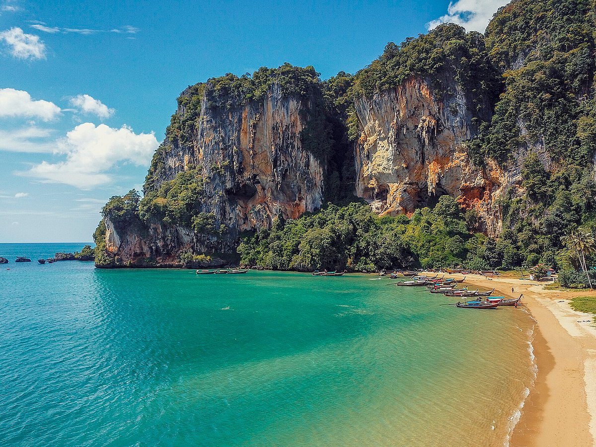 Tonsai Beach is set between steep limestone walls and thick greenery