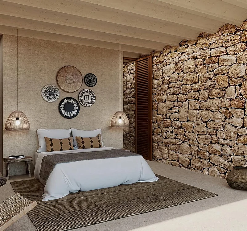 Rooms open out onto terraces, with the sea and cliffs never far from view