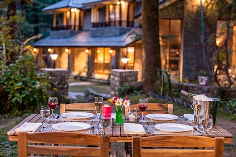 Outdoor dining at Eagles Nest Dharamshala