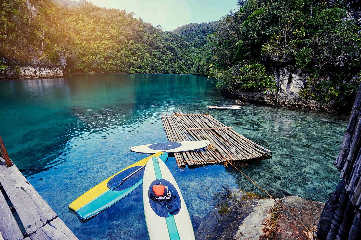 Calm blue waters at Sugba Lagoon, Siargao