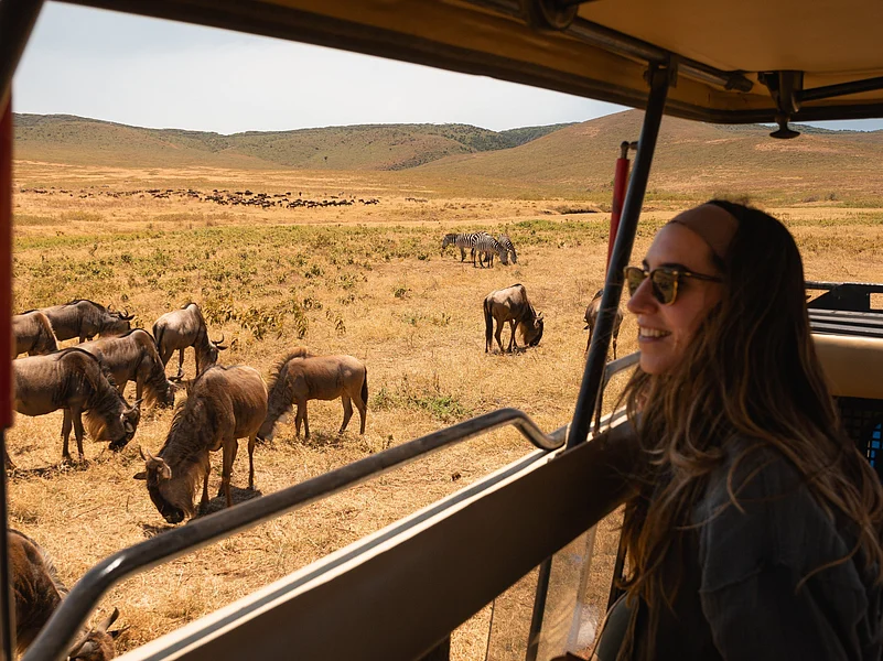 Safari views across the Ngorongoro Crater floor