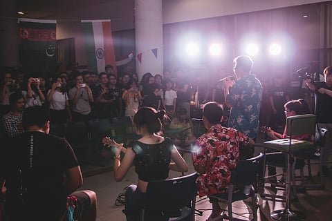 Music enthusiasts jamming together