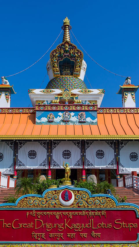 The Great Drigung Kagyud Lotus Stupa (German Temple) in Lumbini, Nepal