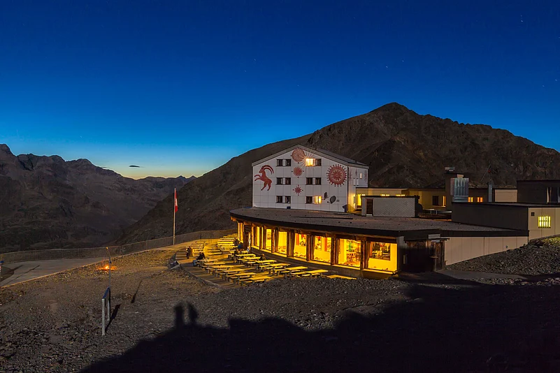 Berghaus Diavolezza offers dramatic moonlit views of the Swiss Alps