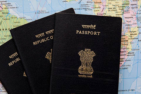 Indian passports on a world map