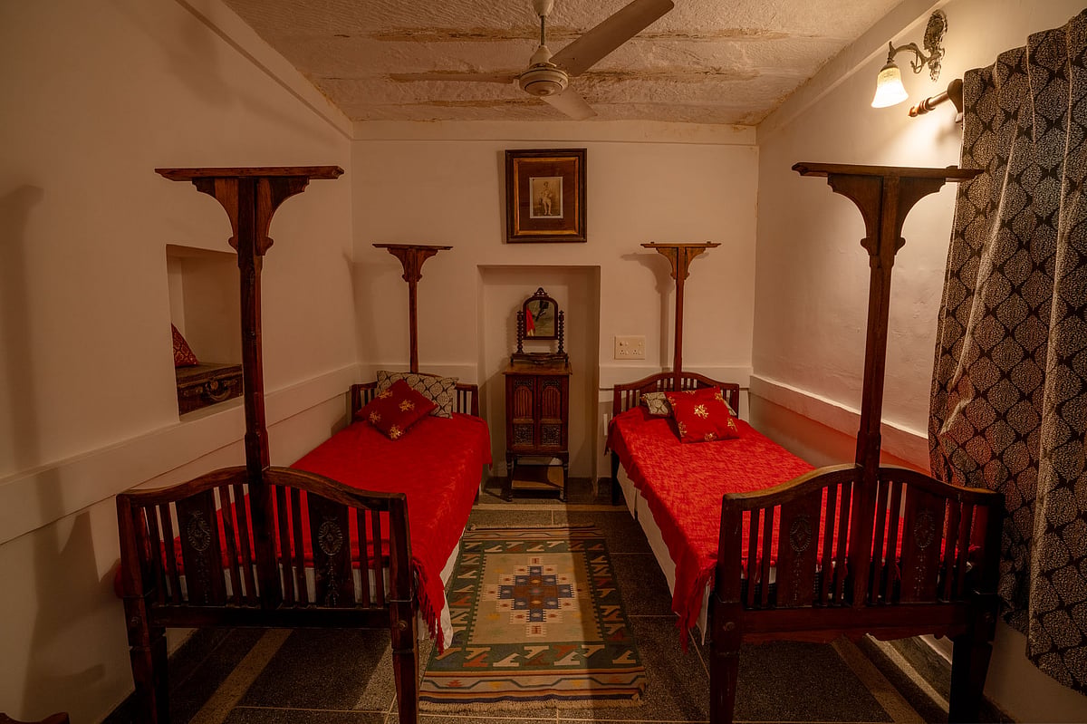 The property has 20 rooms, eight of them former stables with thick stone walls that manage the Rajasthan heat with a composure no air conditioning could replicate. 