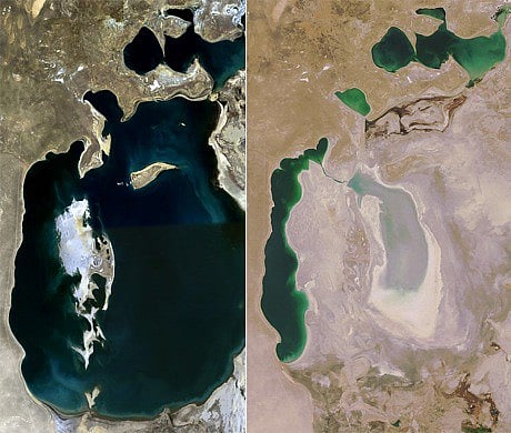 The Aral Sea - once the world’s fourth largest lake - is now just 10 percent of its original size