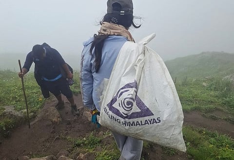 A cleanup drive organised by Healing Himalayas at Yulla Kanda Top, Krishna Temple, Himachal Pradesh