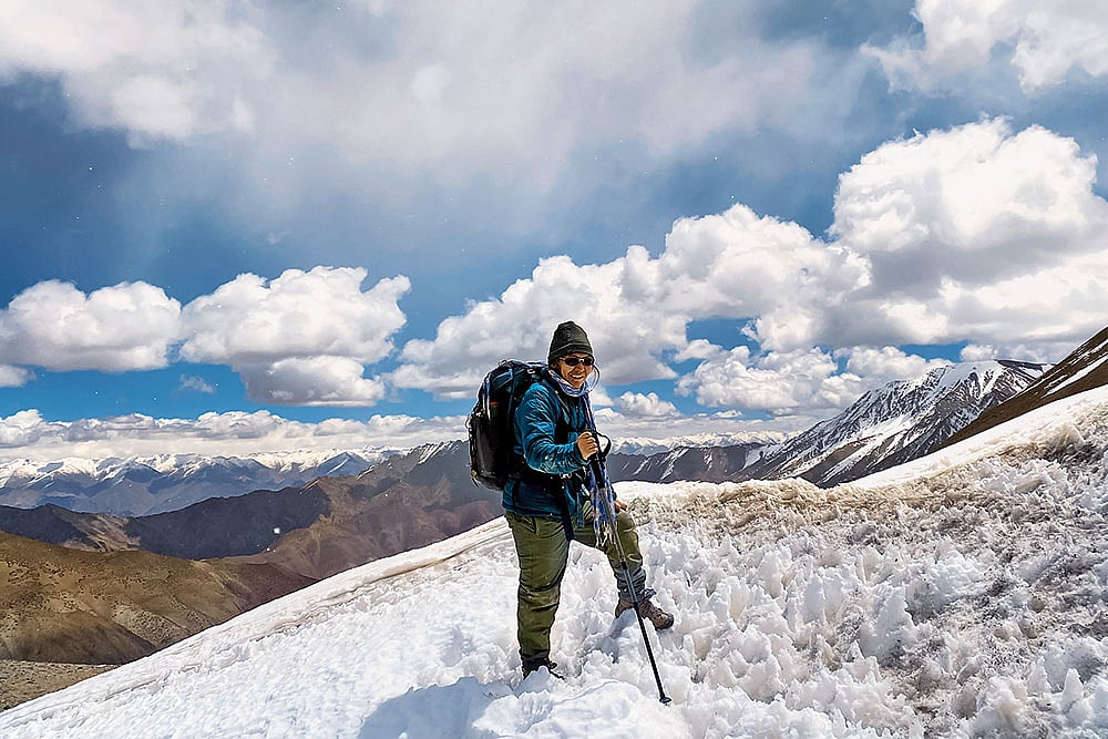 Thinlas Chorol treks across the high-altitude Ganda La pass in Ladakh