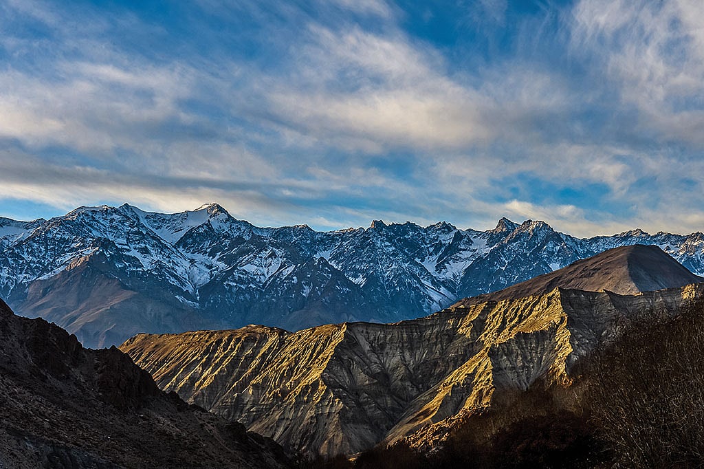 Vikram Sharma : Ulley/Ladakh: A panoramic view of the Zanskar range, spanning about 400 km across Ladakh and Himachal Pradesh, with ridgelines stretching across the high-altitude landscape