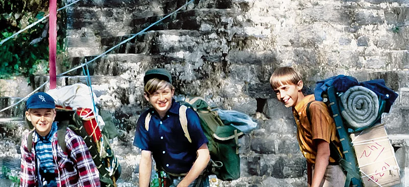 Alter (middle) on his first mountain trek in 1969