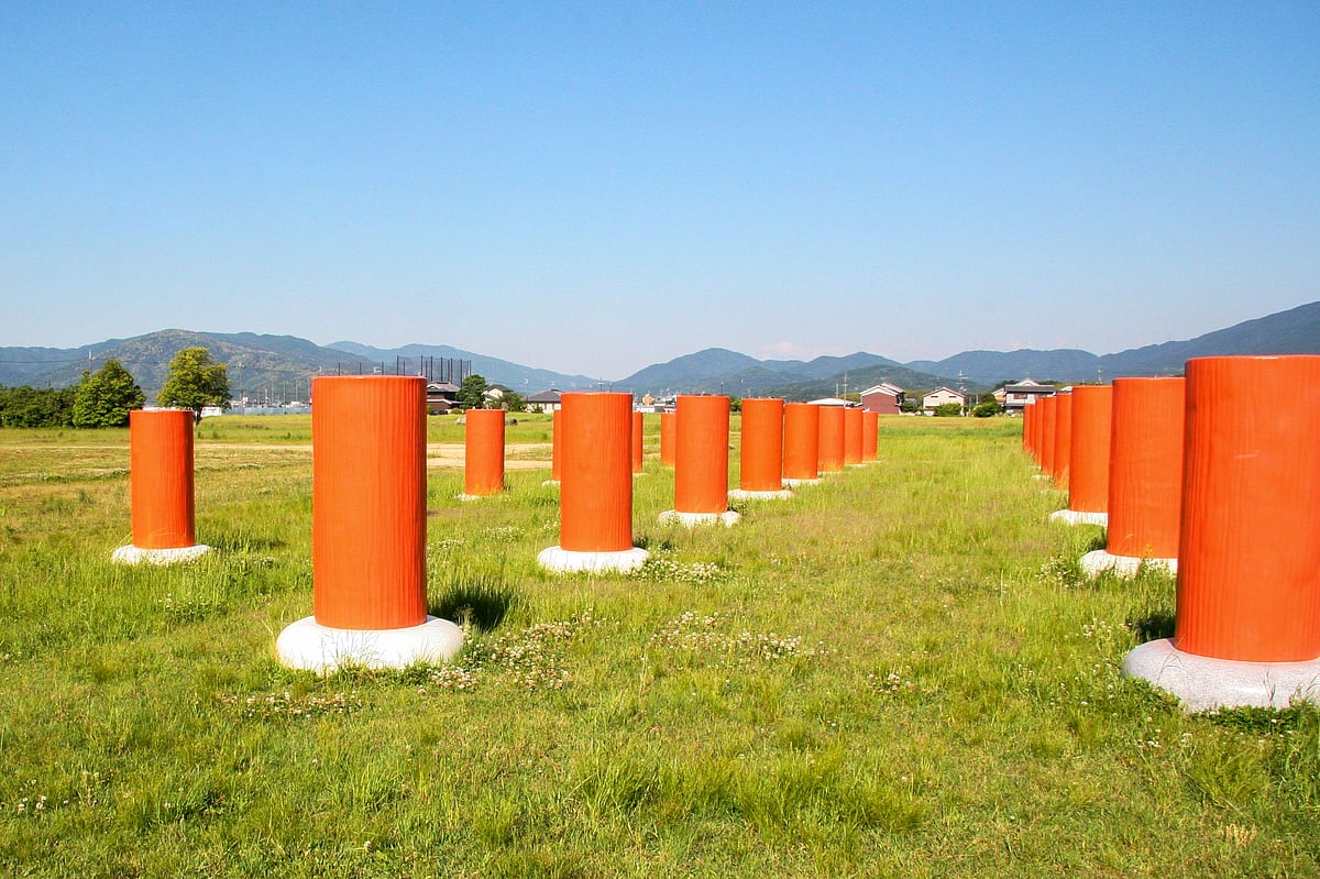 Vermilion pillars mark the historic remains of Fujiwara Palace