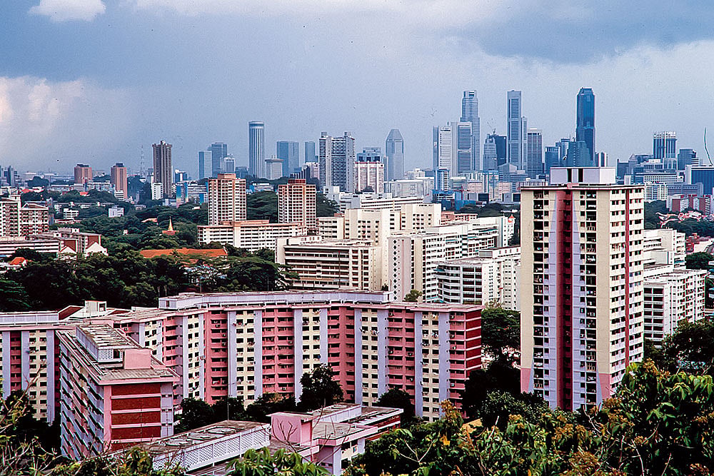 Singapore: Singapore’s skyline in 1998, with high-rise housing in the foreground and the city’s growing business district emerging in the distance