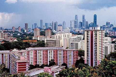 Singapore: Singapore’s skyline in 1998, with high-rise housing in the foreground and the city’s growing business district emerging in the distance