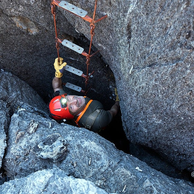 Entry begins through a narrow vertical shaft