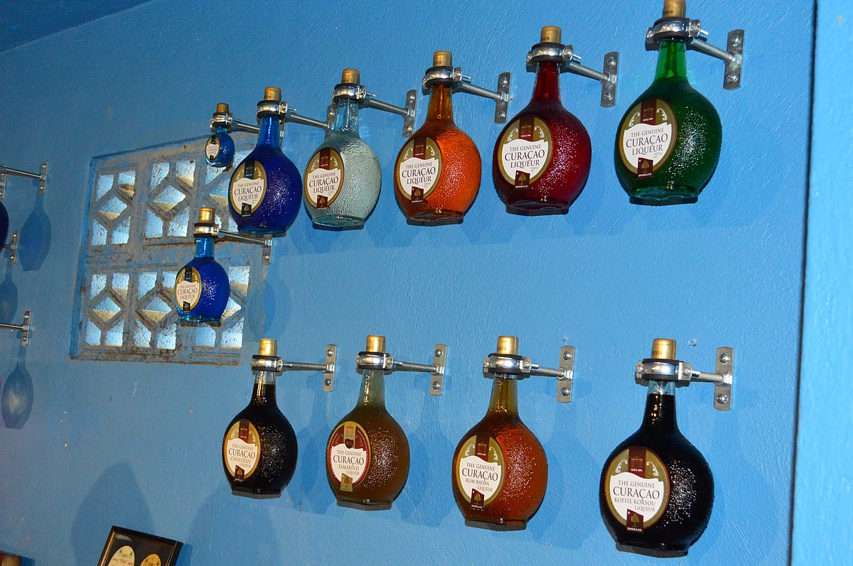Bottles of Curacao Liquor at Landhuis Chobolobo