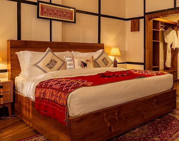 kaziranga_heritage/Instagram : Rooms have handcrafted Assamese details and soaring ceilings