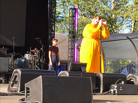 Charline Mignot performing live in Central Park, New York City