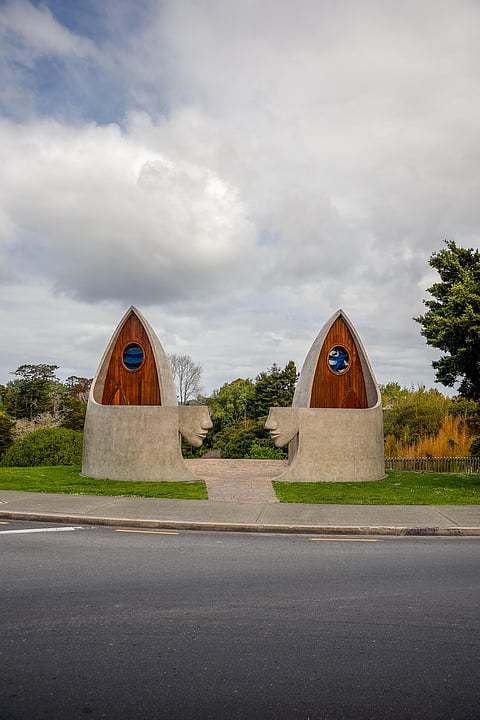 Public toilets in Matakana are more like sculptural art pieces than simple restrooms