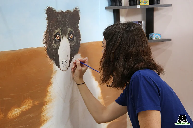 Wall painting activity at ABRF (Agra Bear Rescue Facility)