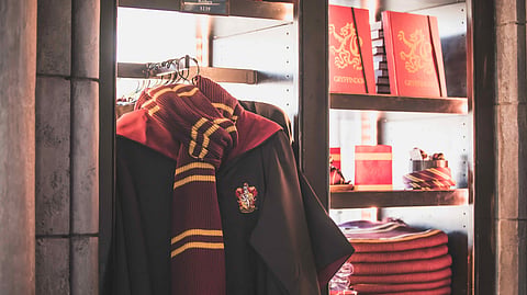 Gryffindor-themed souvenirs at the Universal Studios official gift shop in Hollywood