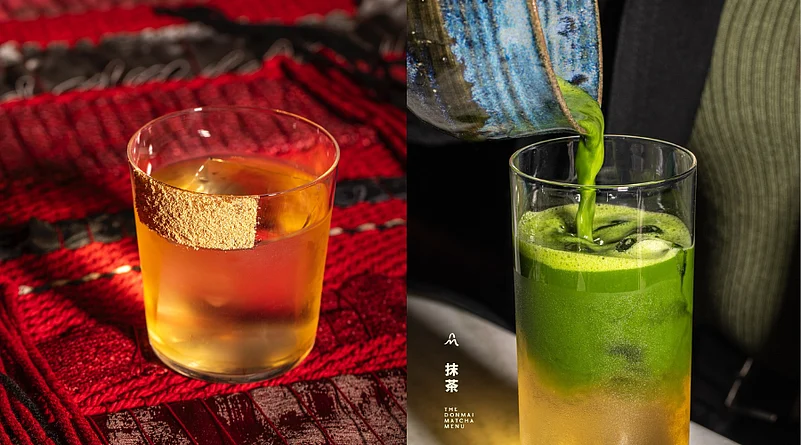 The ‘Umaammiii’ drink (left) and the ‘Ringo cha’ (right) at Donmai.