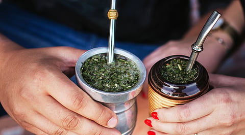 Yerba Mate tea with bombilla, the special metal straw.