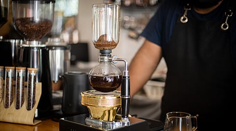 The siphon method of brewing coffee gives a well-balanced cup of coffee.