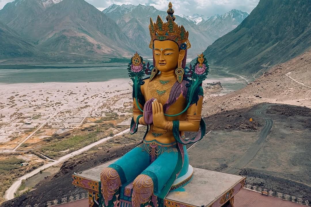 Instagram: @ministryofculturegoi : The Maitreya Buddha statue at Diskit Monastery