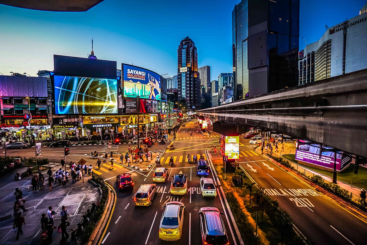 Bukit Bintang lights up Kuala Lumpur after sunset