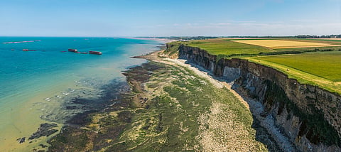Mulberry B and the cliffs of Tracy-sur-Mer, France's D-Day landing beaches