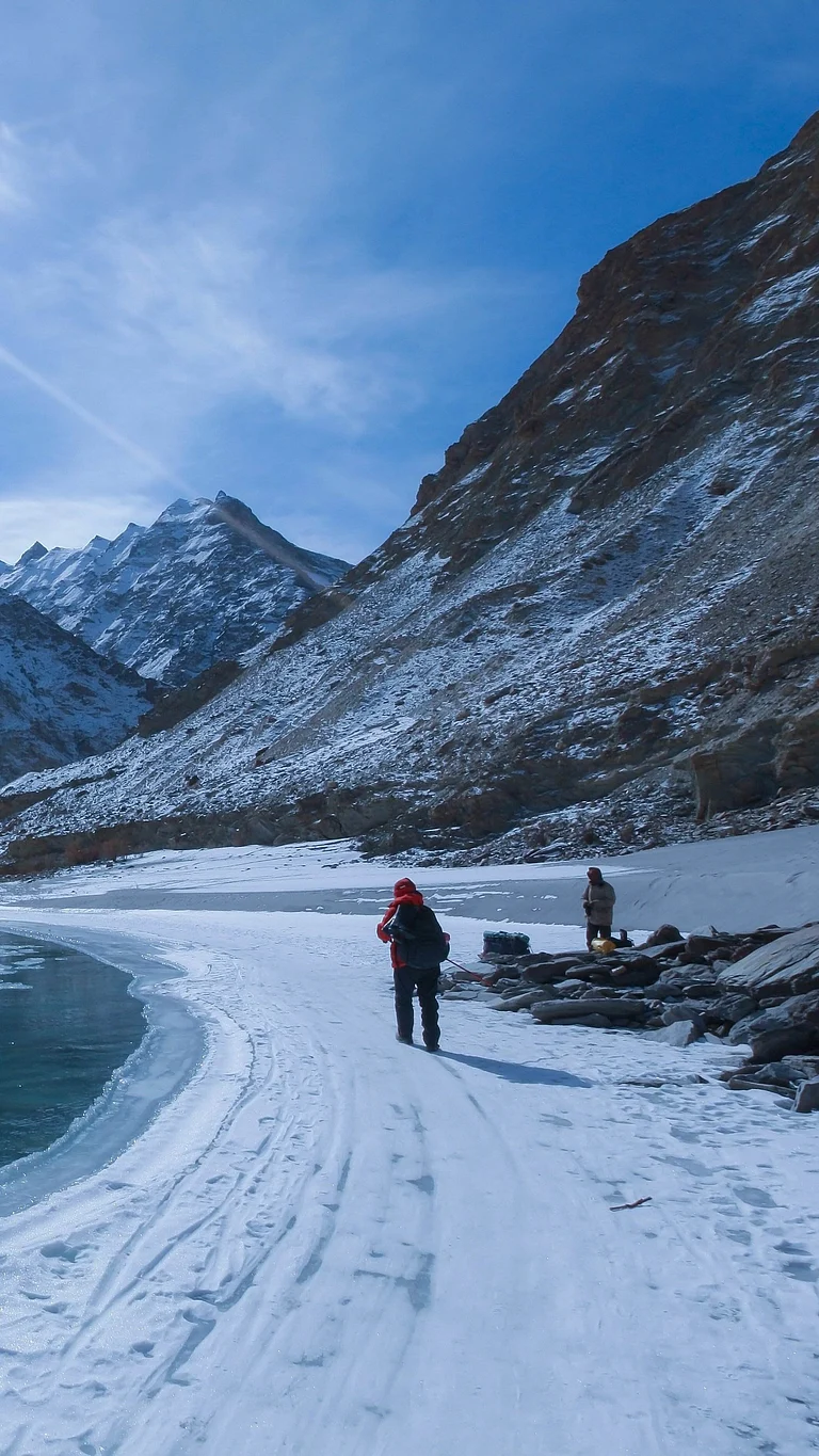 The frozen Zanskar River on the iconic Chadar Trek in Ladakh - Shutterstock