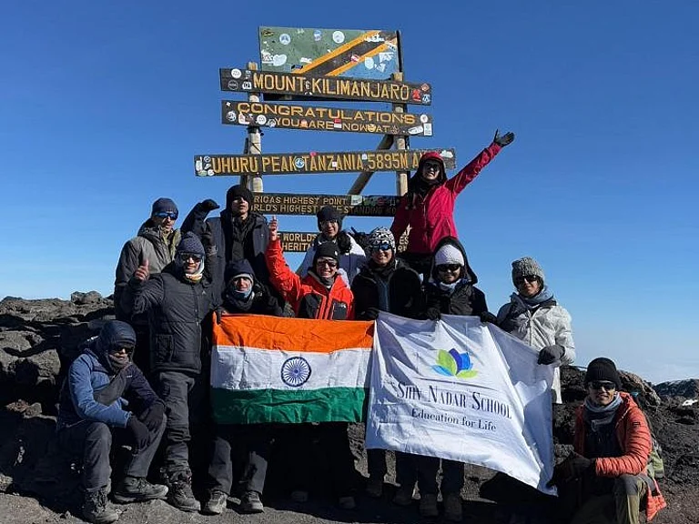 Students from Shiv Nadar School who climbed Mt Kilimanjaro - Supplied