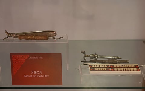 Dentistry tools on display recall the Hubeinese practitioners who became a familiar presence in Kolkata, with many Chinese migrants establishing themselves in the city’s dental trade