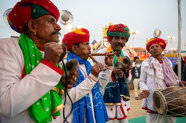 Rajasthani singers singing and celebrating together