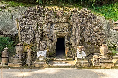 Shutterstock : The Goa Gajah temple in Indonesia