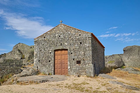 Capela de Santa Mario do Castelo, a small ancient granite chapel located within the grounds of the castle of Monsanto