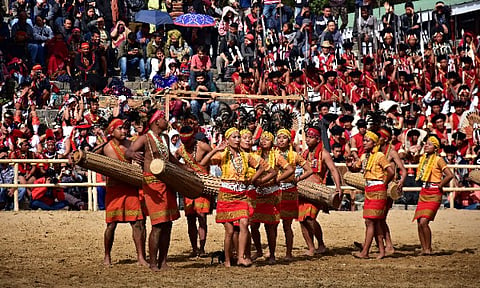 A Wangala dance performance by members of the Garo tribe