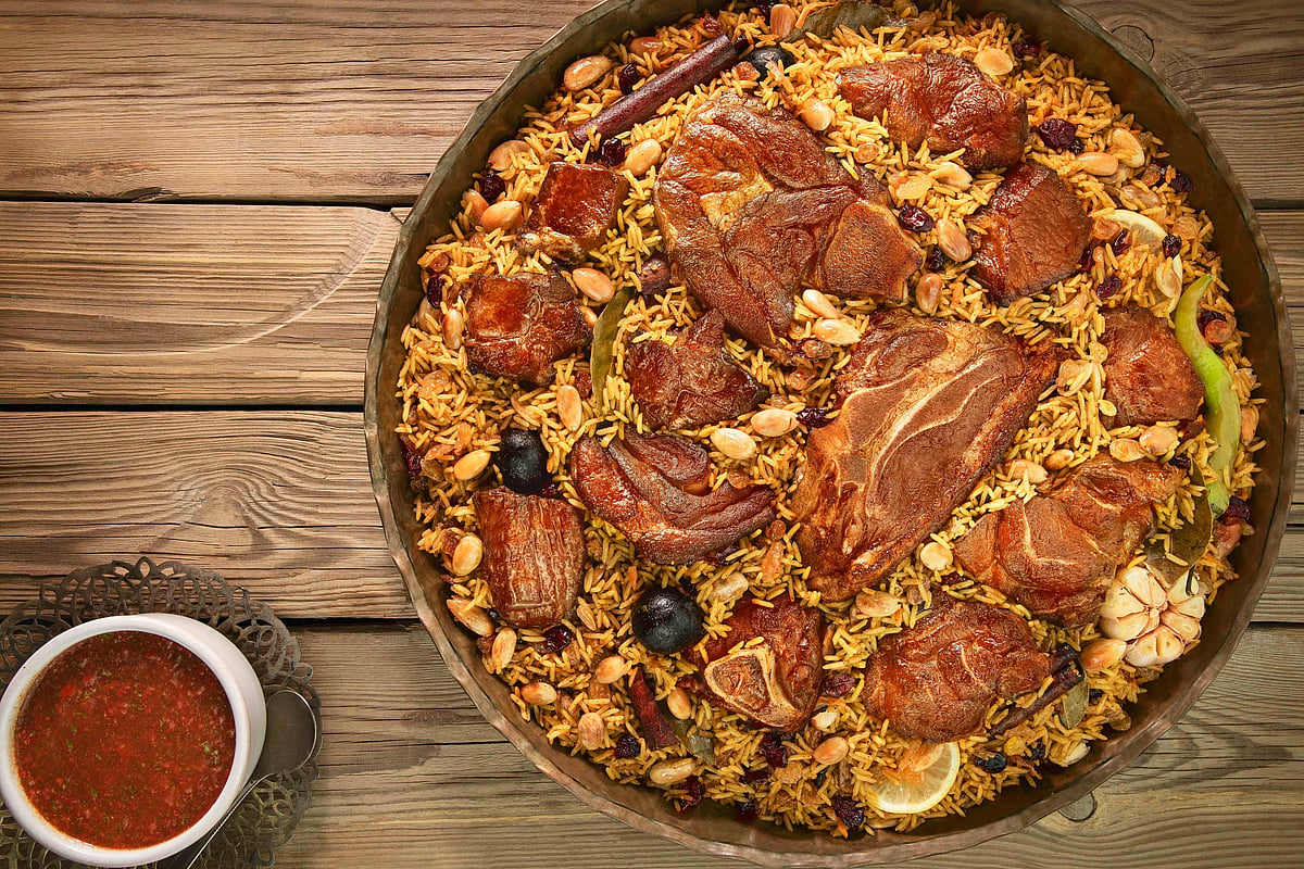 Kabsa is a spiced rice dish commonly served with meat