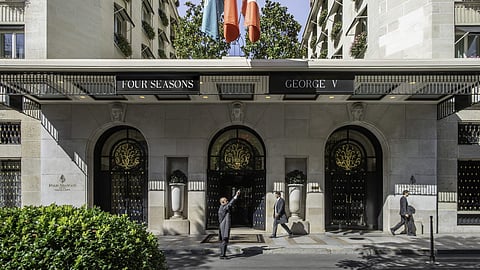 The facade of Four Seasons Hotel George V, Paris