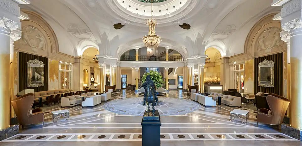 Inside the lobby of Hôtel de Paris Monte-Carlo, Monaco