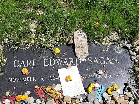 Carl Sagan grave in Lakeview Cemetery in Ithaca