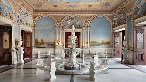 The palace carries Nizam-era objects across its rooms and halls