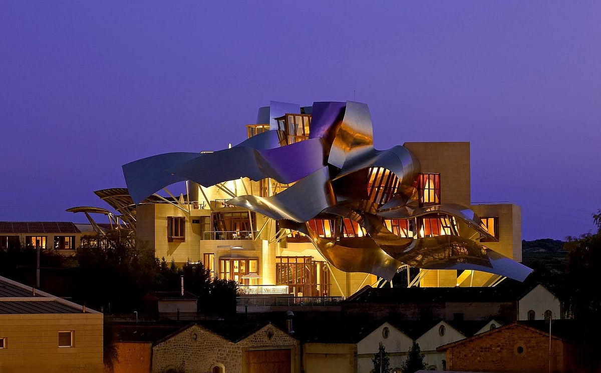 Frank Gehry brings sculptural forms and colourful titanium to Rioja wine country.