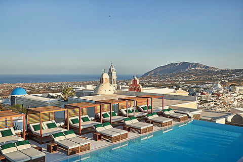 A former monastery in Fira combining historic character with contemporary Santorini luxury
