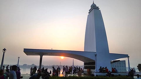 Gandhi’s ashes were immersed in the Hooghly at Gandhi Ghat