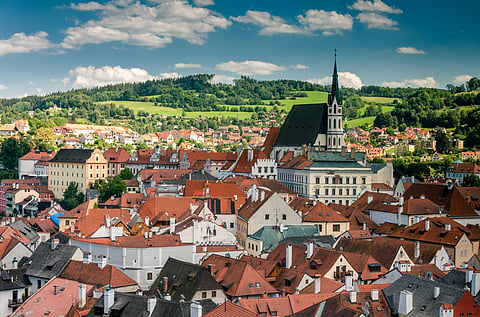An aerial view of Český Krumlov