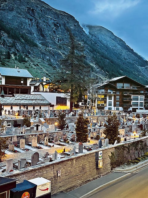 The Mountaineers' Cemetery in Zermatt honours climbers who died in the surrounding Alps