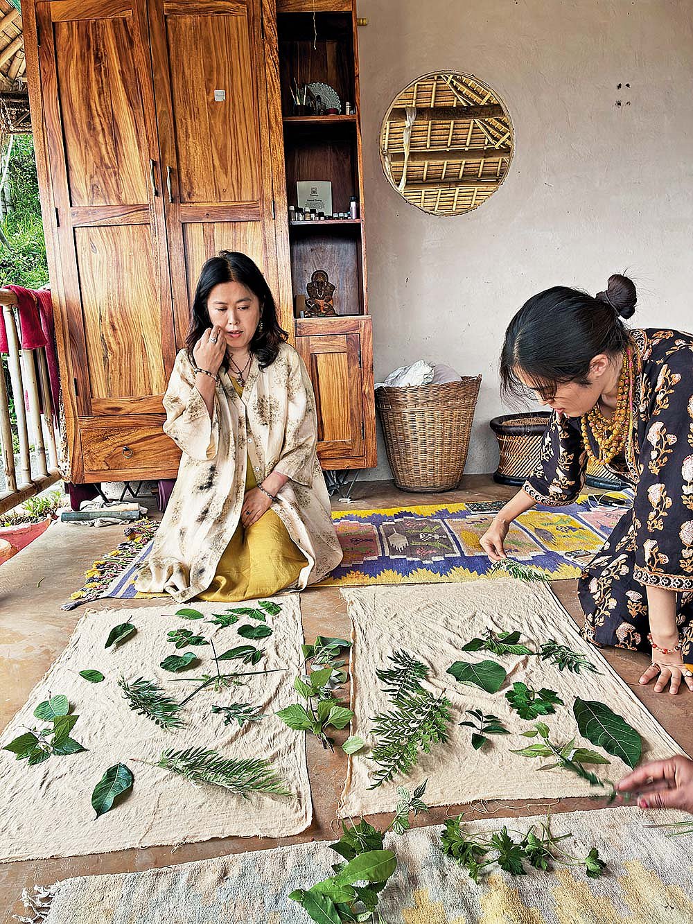 Guests at Slowness Himalayas learn about eco printing